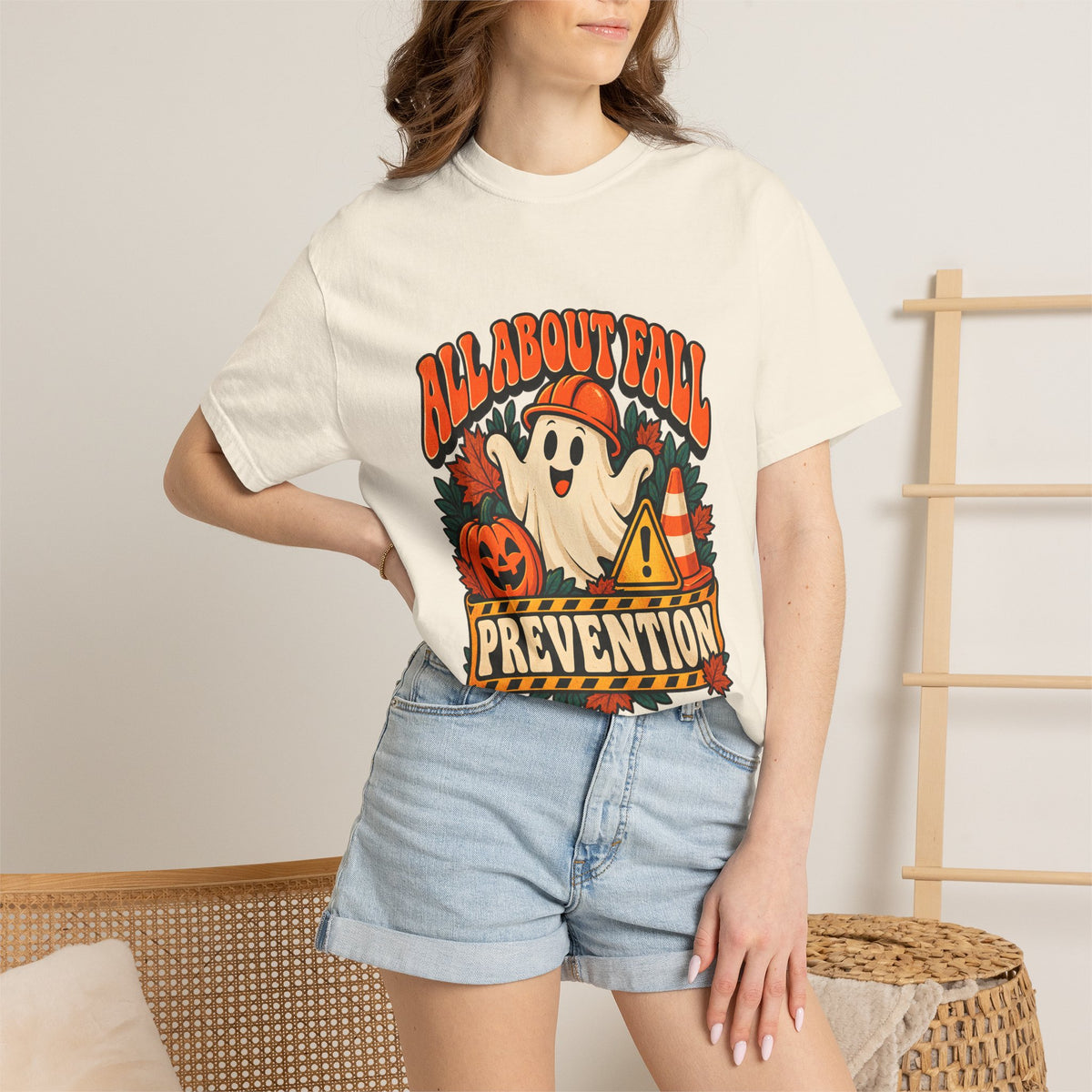 Comfort Colors® All About Fall Prevention T-Shirt, Funny Physical Therapist Gift, Halloween Occupational Therapy Graphic Tee