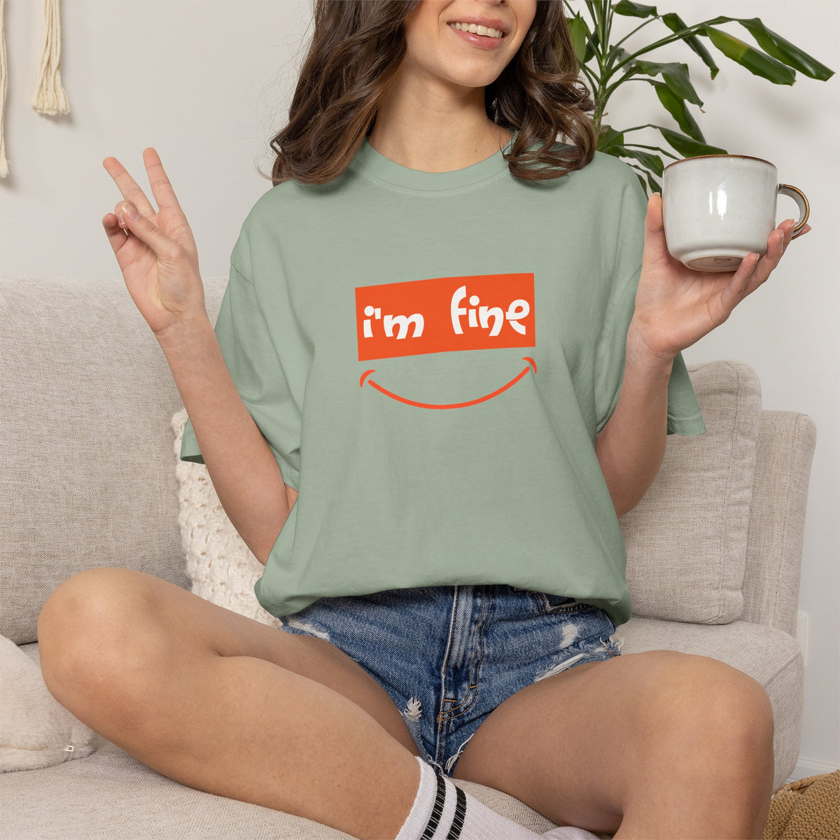 Comfort Colors® I'm Fine Shirt, Sarcastic Humor Shirt, Mental Health Shirt, Funny Therapy Gift, Therapy Shirt, Drowning Shirt, Gift for Her