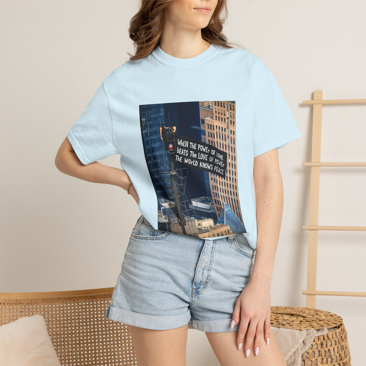 T-shirt Comfort Colors® « When The Power of Love Beats The Love of Power The World Knows Peace », t-shirt « arrested for love »