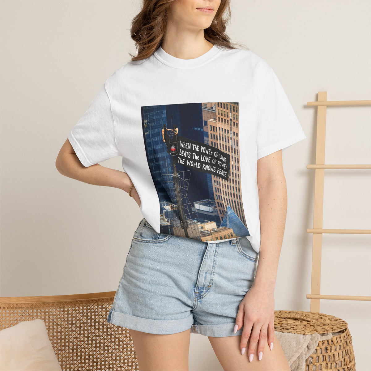 T-shirt Comfort Colors® « When The Power of Love Beats The Love of Power The World Knows Peace », t-shirt « arrested for love »